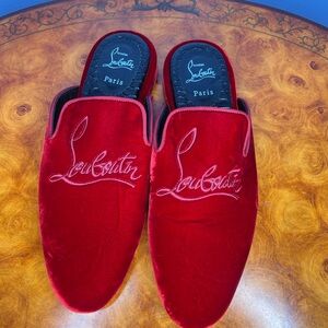 Christian Louboutin Red Velvet Loafers